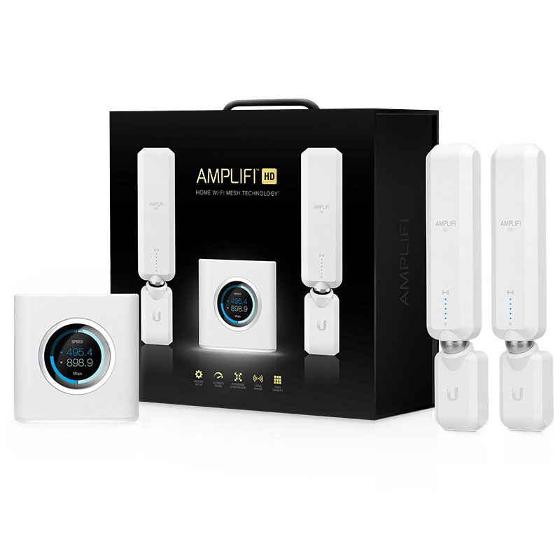 AmpliFi Mesh Wi-Fi System 6 AmpliFi Mesh Wi-Fi System box with product
